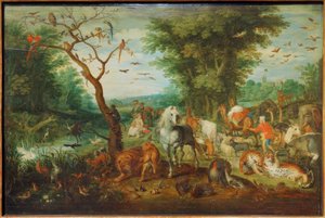Paradieslandschaft mit Arche Noah