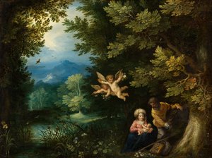 Ruhe auf der Flucht nach Ägypten, ca. 1595 von Jan the Elder Brueghel