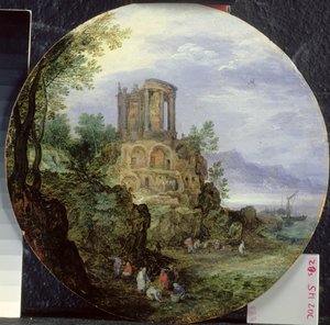 Südküstenlandschaft mit dem Tempel der Vesta in Tivoli
