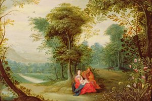 Die Rast auf der Flucht nach Ägypten von Jan the Elder Brueghel