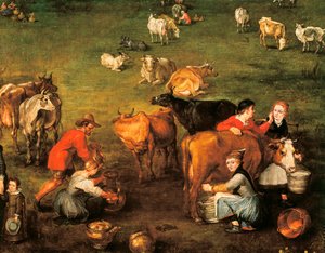 Das Leben der Bauern, Detail eines Gemäldes von Jan Bruegel