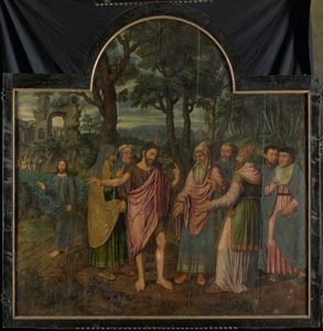 Johannes der Täufer ermahnt die Pharisäer, Mittelteil eines Triptychons
