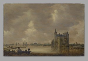 Ein Schloss an einem Fluss von Jan van Goyen