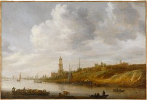 Überfahrt über den Rhein bei Rhenen von Jan van Goyen