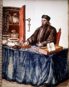 Ein Bankier in Venedig. Aquarellzeichnung und Tinte aus dem Manuskript „Sitten der Venezianer“ von Jan van Grevenbroeck (oder Giovanni Grevembroch)