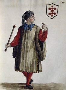 Carrarese-Kleid, Aquarell aus Die venezianischen Kleider, fast jedes Alters, sorgfältig gesammelt und im 18. Jahrhundert gemalt, von Jan van Grevenbroeck oder Giovanni Grevembroch (1731-1807), Italien