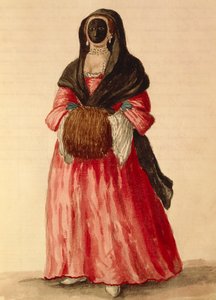 Moretta, venezianische Maske, Aquarell von Giovanni Grevembroch