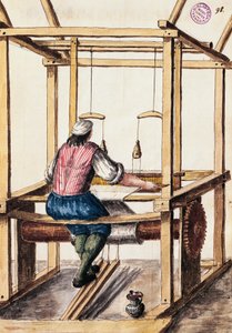 Weber, Illustration von Jan van Grevenbroeck (1731-1807) aus Das Kleid der Venezianer, Manuskript, Italien von Jan van Grevenbroeck