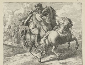 Soldat zu Pferd niedergeschossen von Jan van Huchtenburg (possibly copy after)