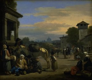 Straßenszene in Rom von Jan van Huchtenburg