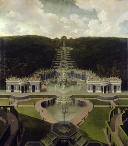 Blick von der Grotte mit Brunnen von den Kaskaden zum Oktogon, nach 1716