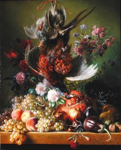 Stillleben mit Fasan und Blumen, 1838-39