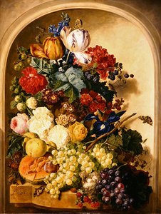 Stillleben: Blumen und Früchte von Jan van Os