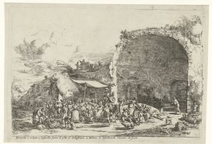 Feierlichkeiten bei den Ruinen der Grotte der Nymphe Egeria von Jan van Ossenbeeck