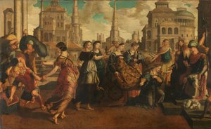 Salomo und die Königin von Saba von Jan van Scorel (circle of)