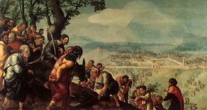 Einzug Christi in Jerusalem, zentrales Panel eines Triptychons, ca. 1526 von Jan van Scorel