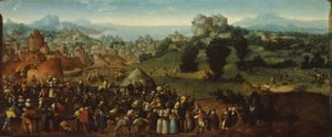 Landschaft mit Turnier und Jägern