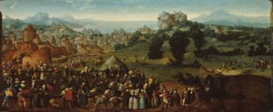 Landschaft mit Turnier und Jägern