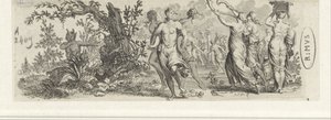 Tanzende Nymphen von Satyrn beobachtet