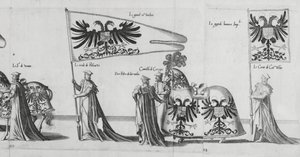 Banner bei der Trauerprozession von Kaiser Karl V., 1559 von Jan van and Doetechum Doetechum the elder