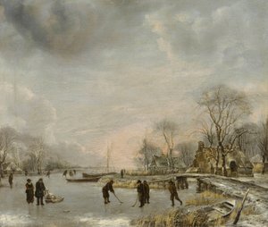 Winterlandschaft mit Kolfspielern von Jan van de Capelle or Cappelle