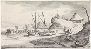 Boote an einem Flussufer von Jan van de Velde (II)
