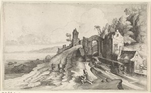 Küstenlandschaft mit einer Wassermühle von Jan van de Velde (II)