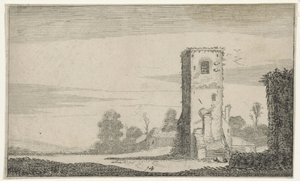 Ruine eines Turms in einer Landschaft