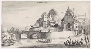 Stadttor mit Brücke über das Wasser