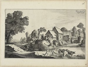 Rinderherde an einer Furt in der Nähe einer Wassermühle von Jan van de Velde II