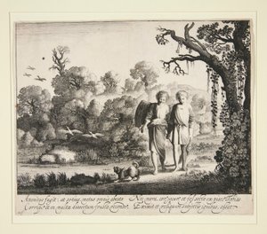 Tobias und der Engel, mit dem Fisch aus der Geschichte von Tobias