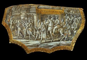 Paradeschild nach Giovanni Stradanus: Einzug von Cosimo I