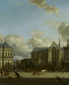 Dam-Platz mit Nieuwe Kerk von Jan van der Heyden