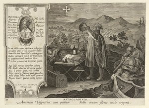 Amerigo Vespucci entdeckt das Kreuz des Südens mit einem Astrolabium, veröffentlicht 1600