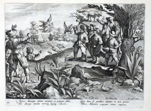 Jäger, die Falken benutzen, um Gänse zu jagen, Illustration aus 