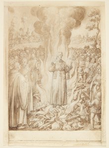 S. Giovanni Alberti Fiorentinos Geschichte. Abt Petrus beweist durch die Feuerprobe, dass der Bischof von Florenz ein Ketzer und Simonist ist von Jan van der Straet