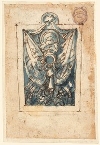 Seite eines Skizzenbuchs; Trophäe von Waffen von Jan van der Straet, called Stradanus