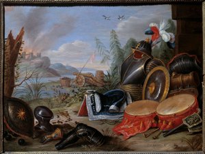Trophäe der Waffen. Gemälde von Jan I Kessel der Ältere (1626-1679) von Jan van the Elder Kessel
