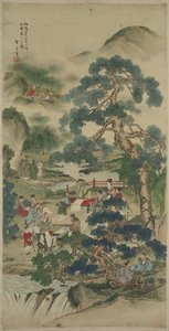 Chinesische Weise in einem Garten von Japan, Meiji period