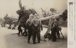 Flieger auf einem Flugplatz im Schneesturm, Zweiter Weltkrieg