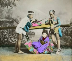 Handkolorierter japanischer Albuminabzug, ca. 1880 von Japanese Photographer