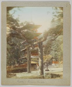 Pagode in Tōshō-gū, Nikko, Japan (handkoloriertes s/w Foto)