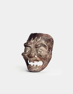 Eine hölzerne Gigaku-Maske