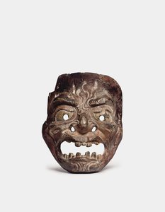 Eine Holz-Gigaku-Maske