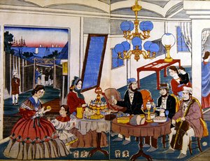 Amerikanische oder europäische Familie in Japan, um 1860
