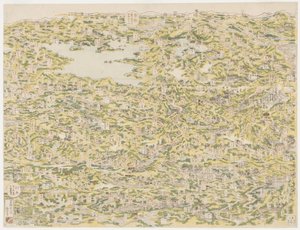 Vogelperspektive des Kiso-Highways von Edo nach Kyoto, 1819