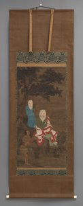 Buddhistisches Gemälde von 3 Figuren, frühes 18. Jahrhundert von Japanese School