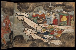Chinesische Soldaten auf Schiffen, Illustration aus dem 