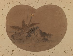 Fächerbild eines Frosches (verso) von Japanese School