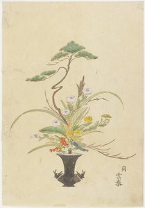 Blumenarrangement von Takada Anritsub? Untai; Kiefer, Chrysantheme und Kamelie